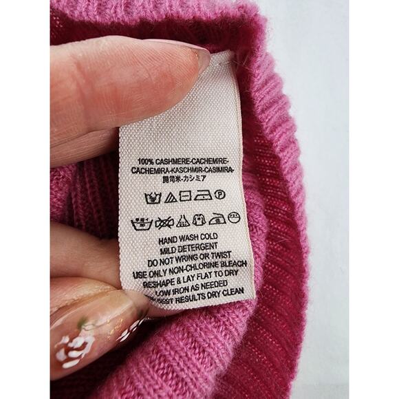 Free People Sweater Dress Tunic S 100% Cashmere Cream Pink Ombre Hooded, Pockets - Picture 8 of 10